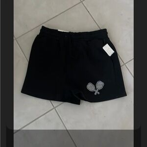 NWT large black sweat shorts drawstring 1299